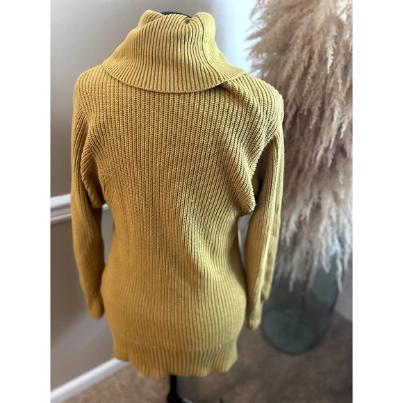 Banana Republic Mustard Yellow Gold Knit Turtleneck Sweater Tunic Size M - Picture 2 of 4
